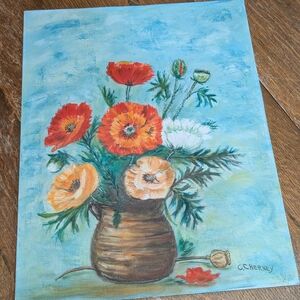 Floral Art Canvas with Vibrant Colors